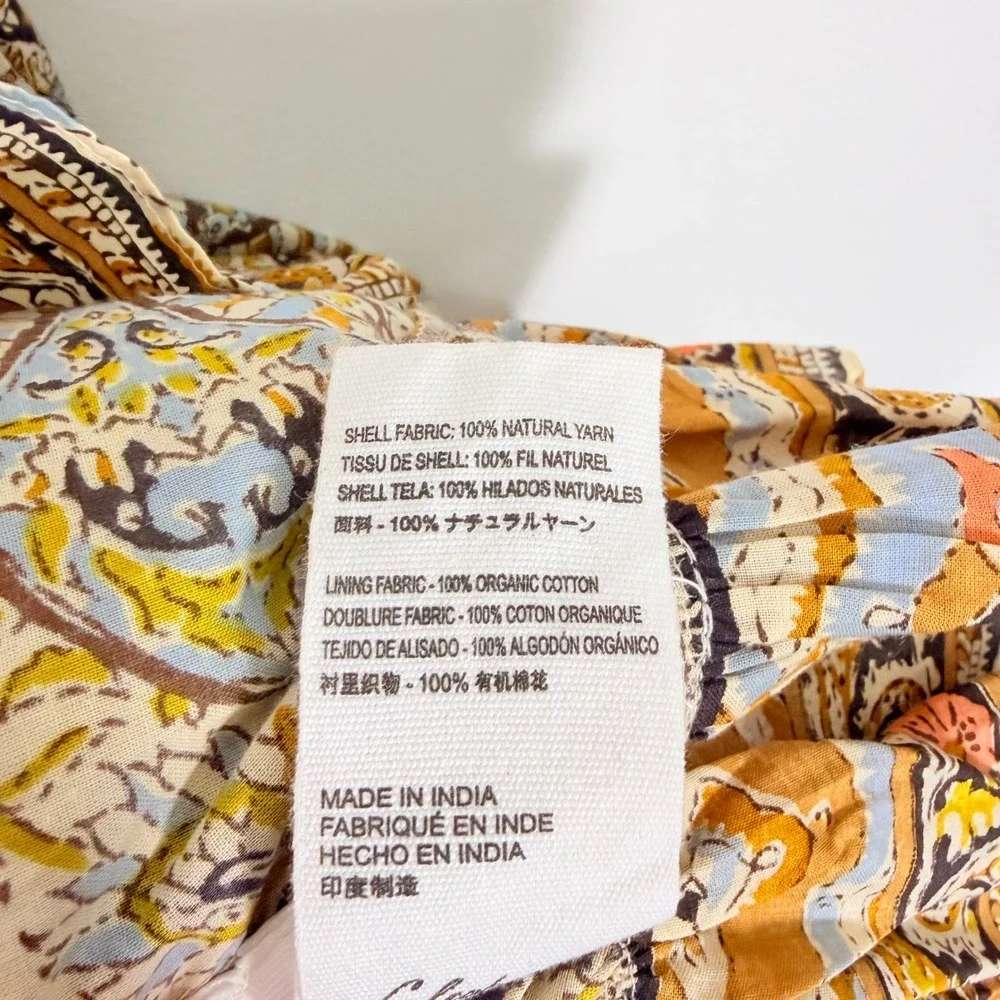 Cleobella Rosalie Midi Dress Kaleidoscope‎ Paisley Organic Cotton XS Boho Tiered